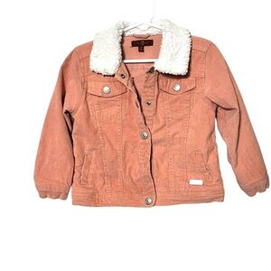 7 For All Mankind Pink Jean Jacket with Sherpa Collar